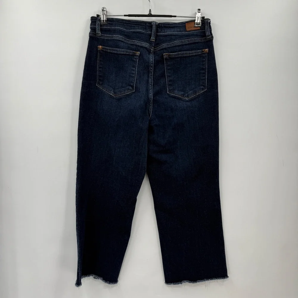 Judy Blue Los‎ Angeles Womens Wide Leg Cropped Jeans Dark Wash Size 9 29 Raw Hem